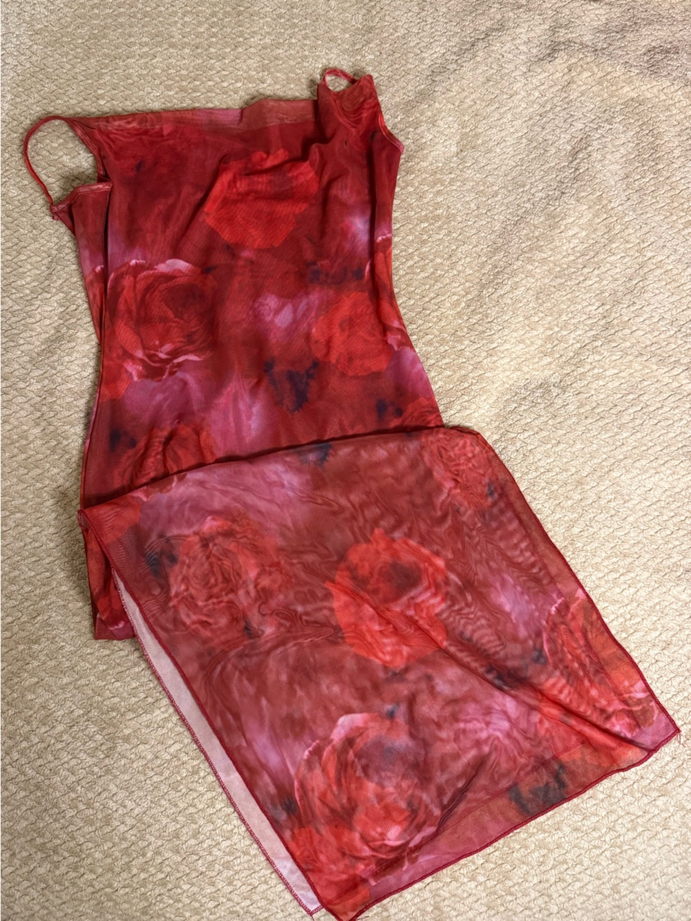 Red Floral Mesh Slip Dress - Women Intimates & Sleepwear